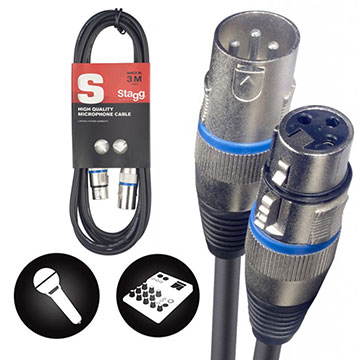 CABO STAGG EMBORRACHADO PARA XLR X XLR 3 METROS - SMC3BL